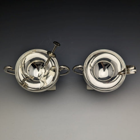 英国ヴィンテージ シルバープレート製 シュガーポット&クリームジャグ